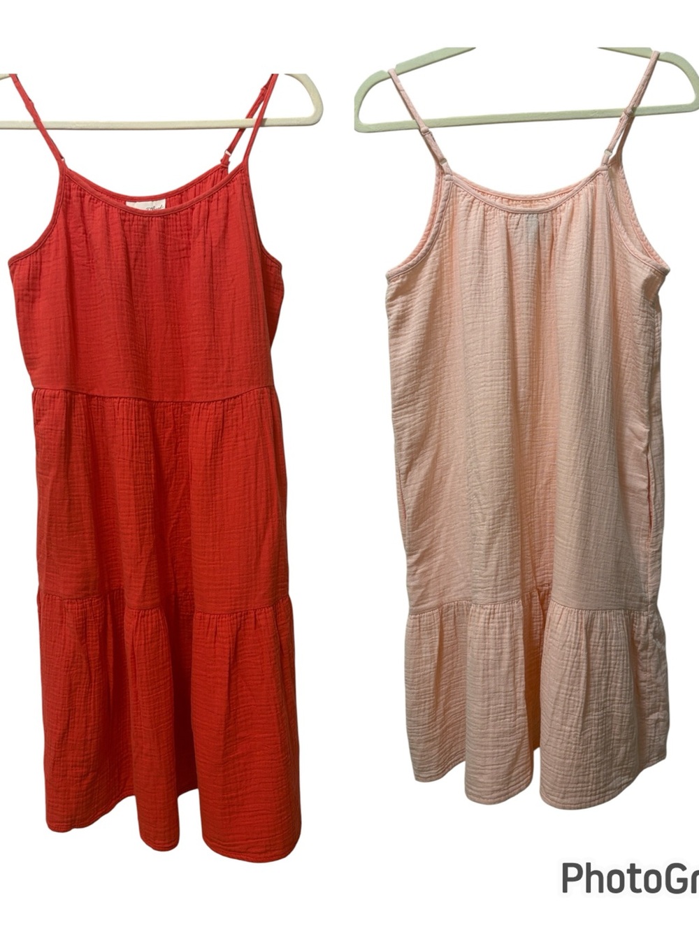 Universal Thread Bundle of 2 Cotton Gauze Spaghetti Strap Ruffle Hem Dresses, M